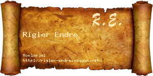 Rigler Endre névjegykártya